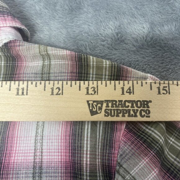 Cotton Express Womens Button Up Pink Gray Plaid Cotton Sz XS 3/4 Sleeves Western - Picture 13 of 16